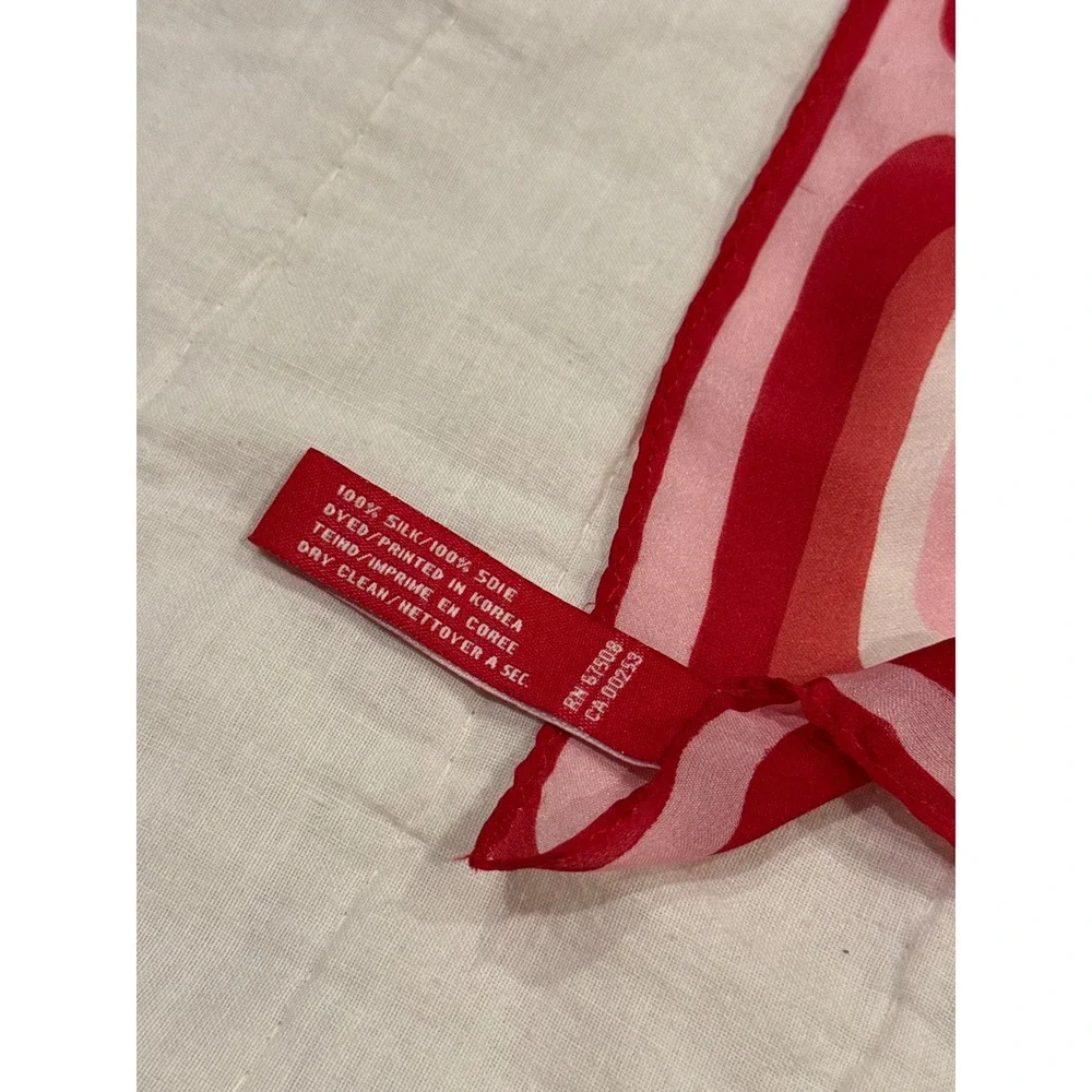Anne Klein Silk Scarf Pink Red Orange Geometric Mod Square Print Vintage Style
